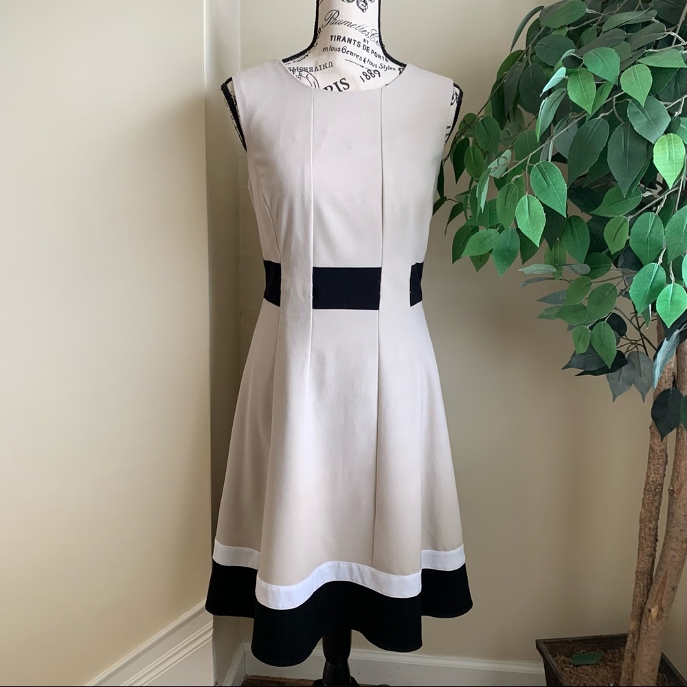 Calvin Klein Cream and Black Mini Dress